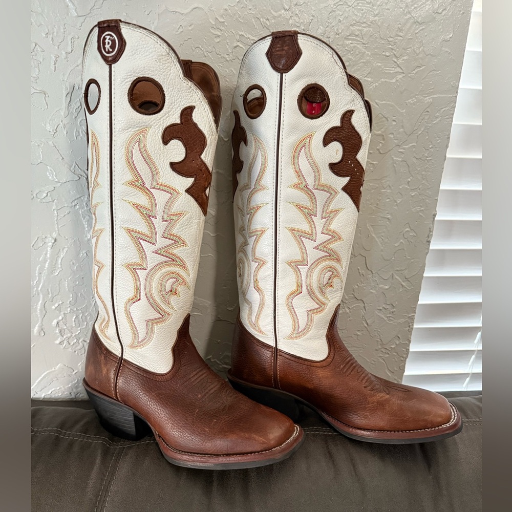 Tony Lama Brown and White Cowboy Boots
